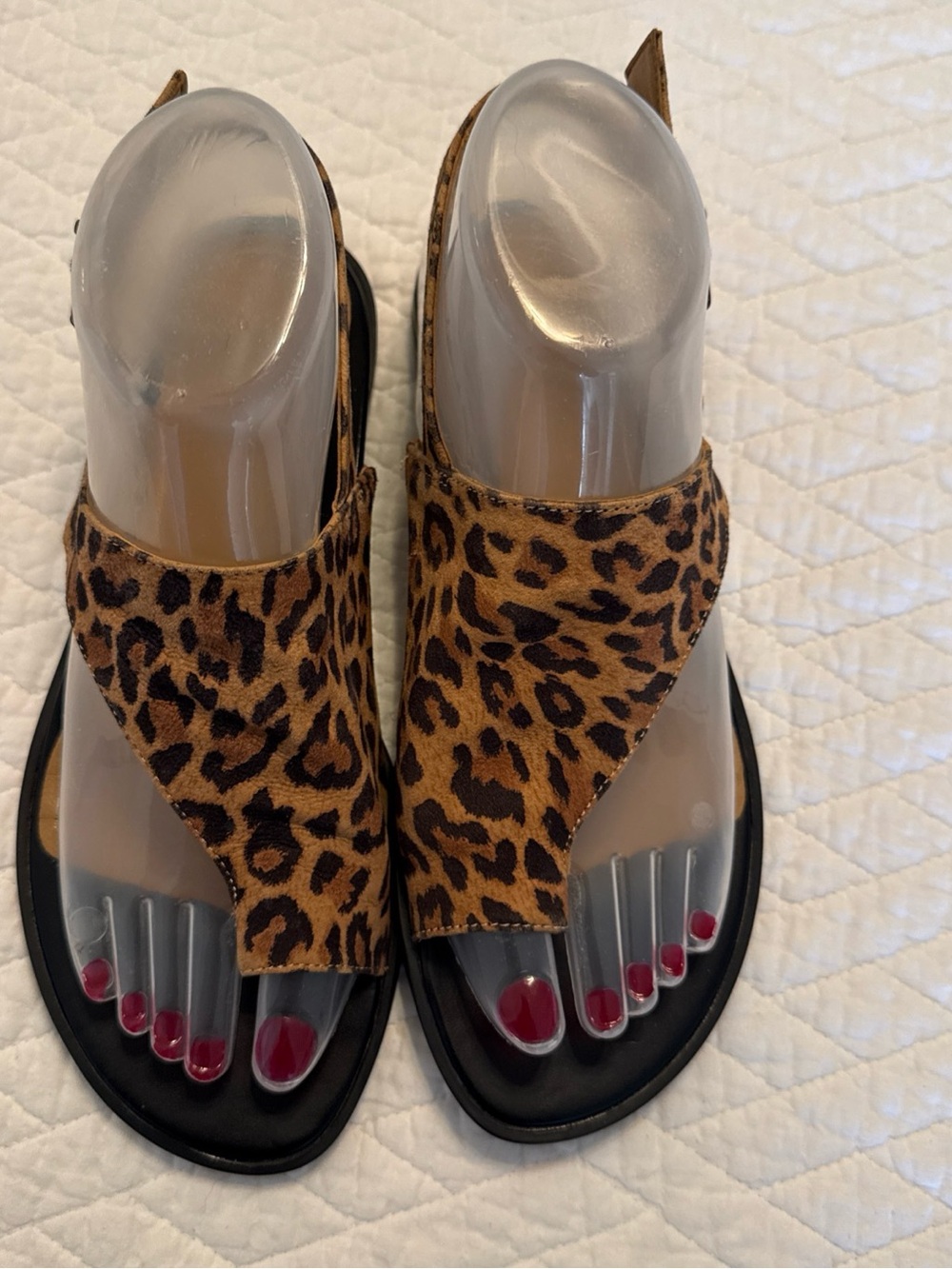 Vionic Leopard Print Toe-Post Sandals in Brown & Black